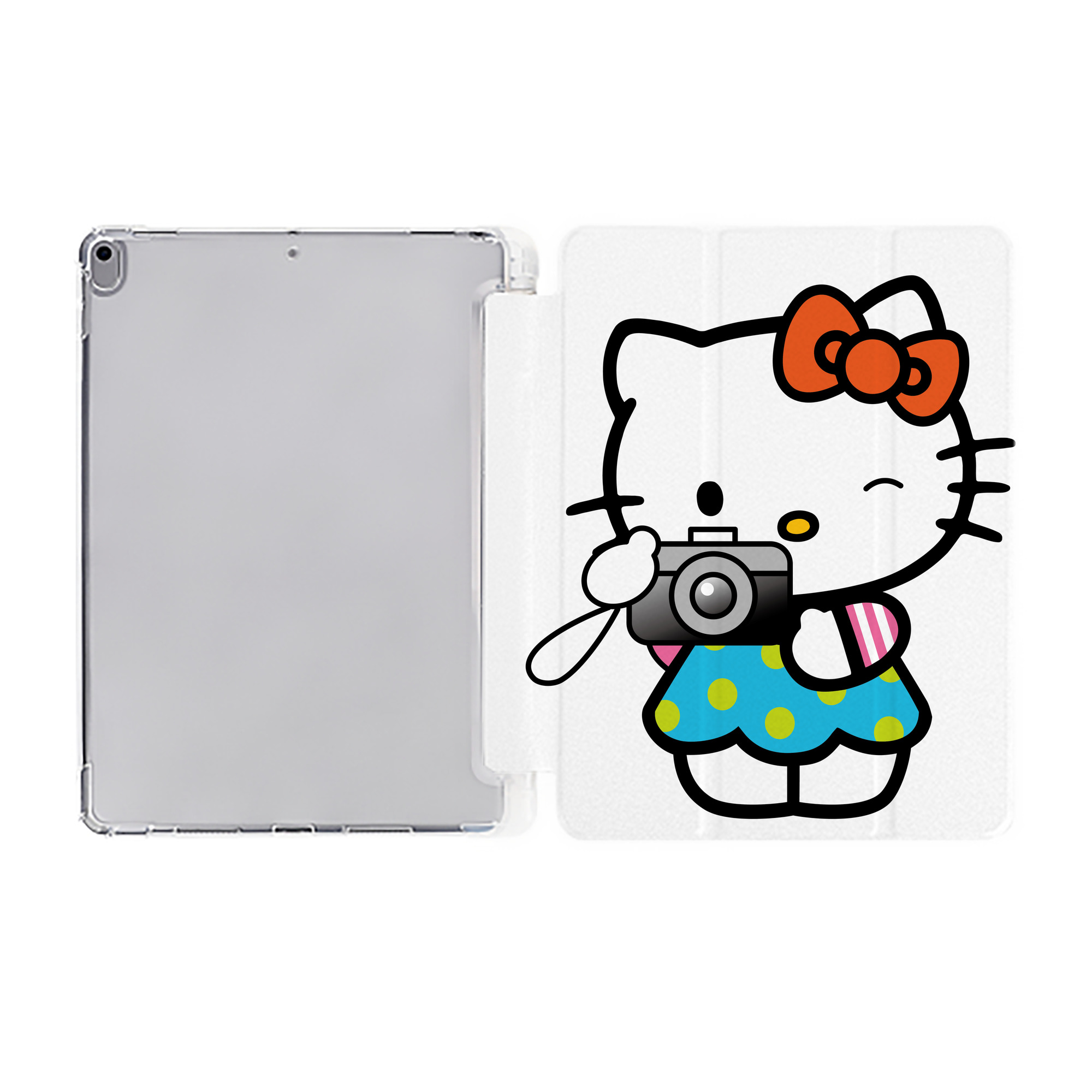 （画像用） Hello Kitty ハローキティ IPad ケース ペン収納付き 三つ折りスタンド PUレザー×シリコン 対応機種9.5/10.5/10.9インチ